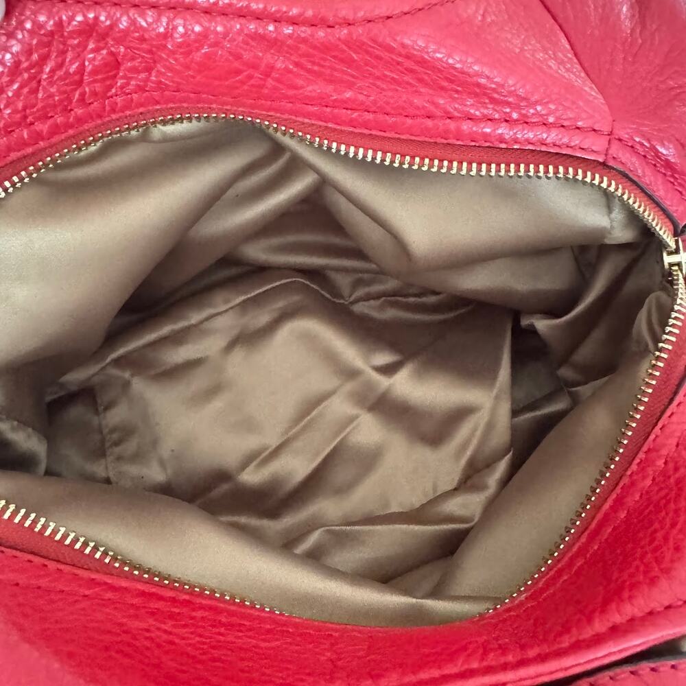 Coach Madison Maggie Red Pebbled Leather Shoulder Bag Large Hobo Purse 16503 - Picture 9 of 13